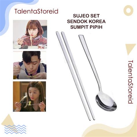 Jual SENDOK SUMPIT KOREA SUJEO ALAT MAKAN KOREAN SPOON CHOPSTICK