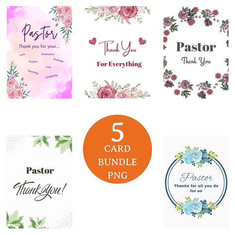 Thank You Pastor Printable Bundle, Printable Pastor Appreciation Card Bundle, Pastor Thank You ...