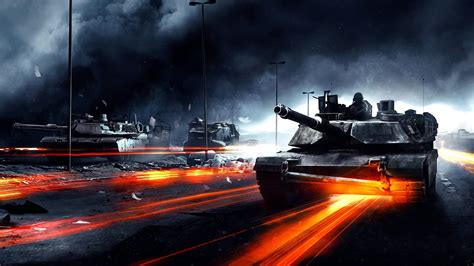 Wallpaper Battlefield Tanks Light Road Smoke 1920x1080