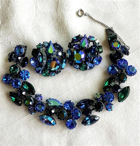 Signed Regency Blue Green And AB Rhinestone Bracelet And Etsy