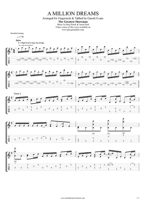 A Million Dreams Tab By The Greatest Showman Guitar Pro Guitar By Gareth Evans For Play