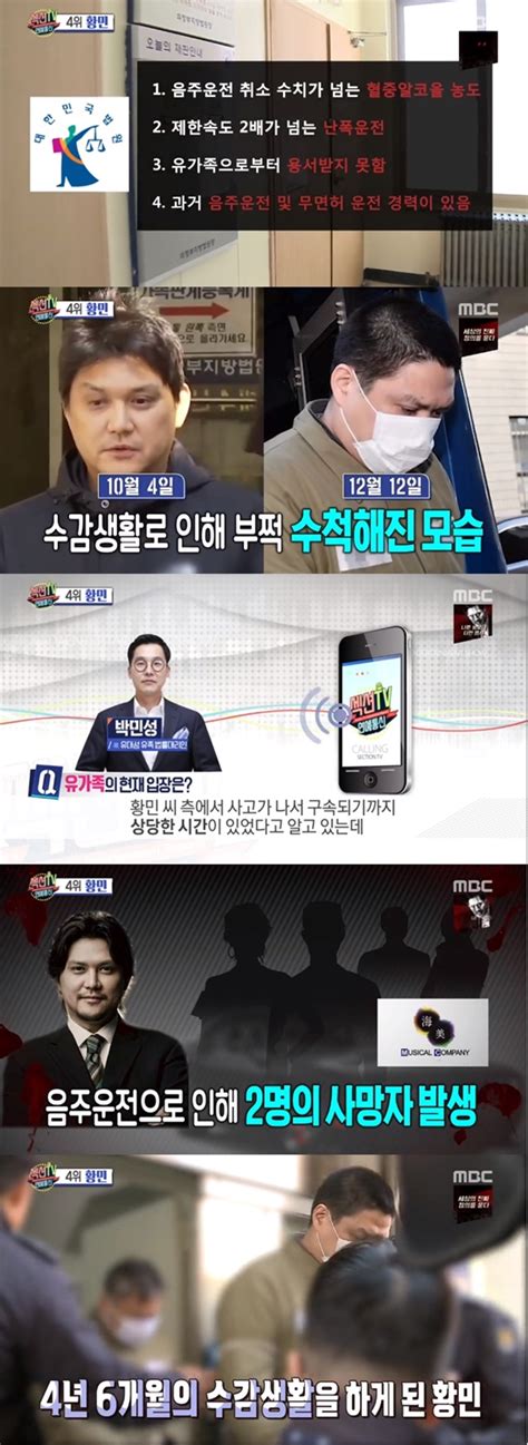 섹션tv 황민 음주 사망사고→4년 6개월 선고유가족 측 합의 無