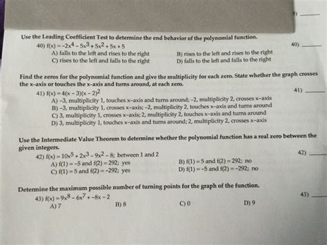 Solved Use The Leading Coefficient Test To Determine The End