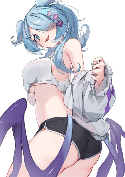 Rule 34 1girls Ass Bare Midriff Blue Hair Breasts Crop Top Dolphin