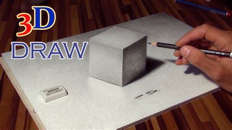 Drawing Of A Cube In 3d Optical Illusion Anamorphic Youtube