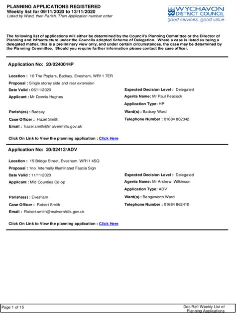 Fillable Online PLANNING APPLICATIONS REGISTERED Fax Email Print