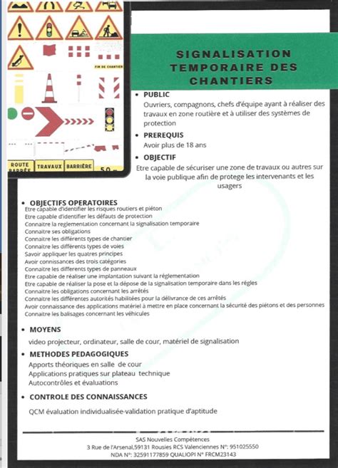 Signalisation Temporaire De Chantiers Nouvelles Competences Formations