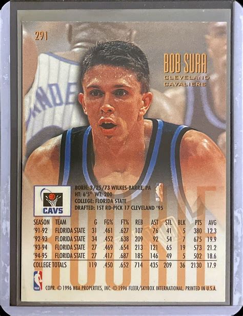 1995 96 Fleer Ultra Bob Sura Rookie RC 291 EBay