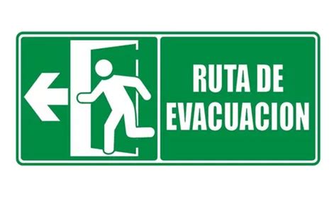 Señalización Aviso Ruta Evacuación Izquierda 20x15 Cms Cuotas sin interés