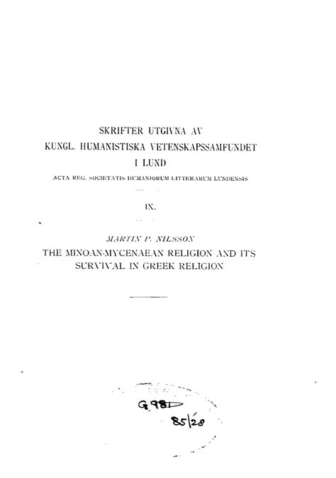 The Minoan-Mycenaean Religion and its Survival in Greek Religion - OMNIKA