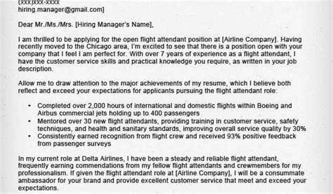 Sample Of Cover Letter For Flight Attendant Position Flight Attendant