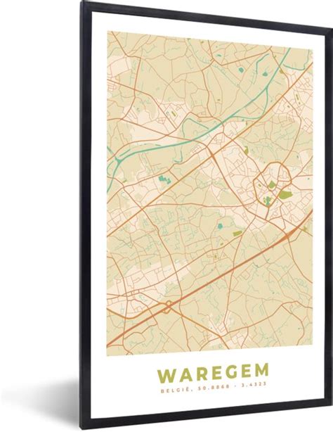 Fotolijst Incl Poster Kaart Plattegrond Vintage Stadskaart