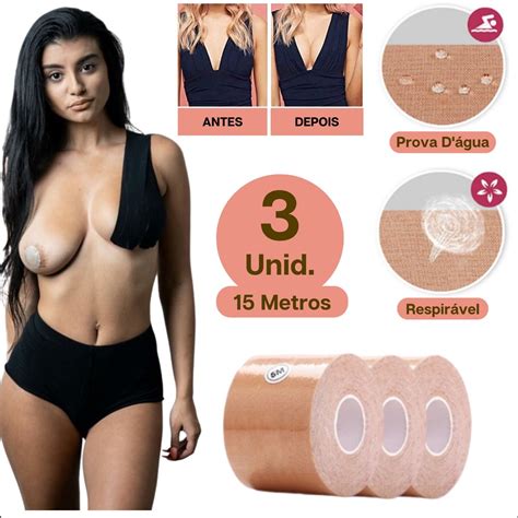 Kit 3 Novo Sutia Adesivo Levanta Peito Seios Fita Boob Up Invisivel Fit