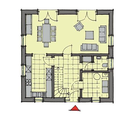 Grundriss Stadtvilla Erdgeschoss Quadratisch 4 Zimmer 135 Qm Ohne