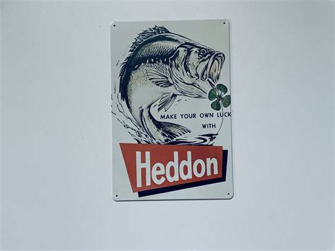 ブリキ看板 20×30㎝ Heddon へドン 魚 釣り 釣具 フィッシング 魚拓 バス アメリカンガレージ アンティーク インテリア Pro 377 新品 のヤフオク落札情報