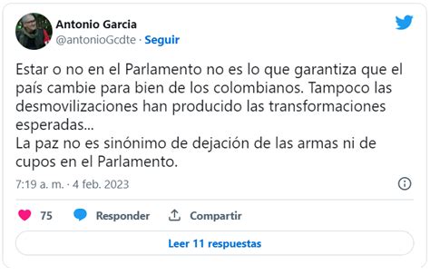 Antonio García Líder Del Eln Indicó Que La Paz No Es Sinónimo De