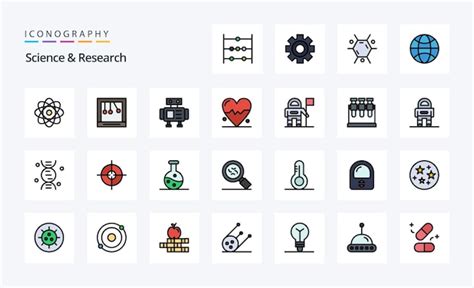 25 Science Line Filled Style Icon Pack Vektorgrafik Illustration