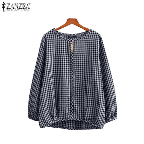 ZANZEA Women Vintage Daily Lantern Sleeves Round Neck Split Embellished