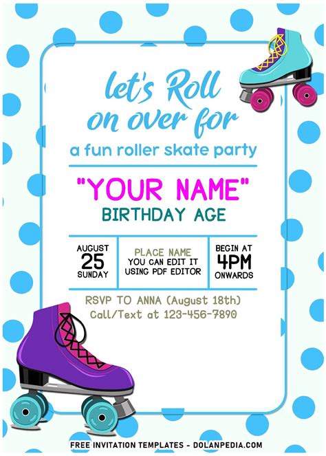 Free Retro Roller Skating Birthday Invitation Templates