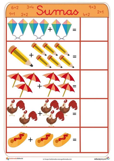 Fichas Para Aprender A Sumar Sumas Para Ni Os