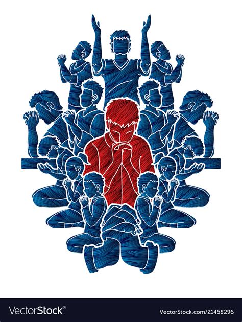 Group Of Prayer Christian Praying Together Vector Image