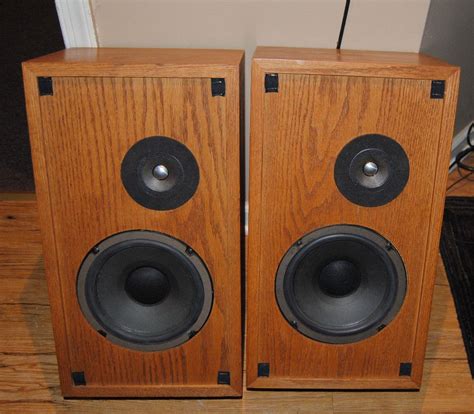 Pair Of Altec Lansing Model One Vintage Speakers In Oak Cabinet W