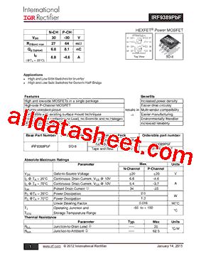 IRF9389TRPBF Datasheet PDF International Rectifier