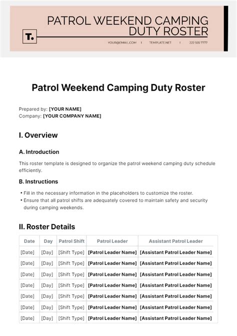 Duty Roster Short Term Camp 7
