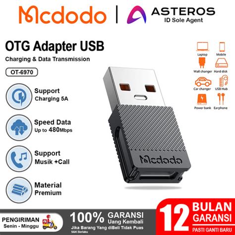 Promo MCDODO OTG Type C To USB A Male Adapter Converter Charger 5A