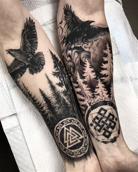 Huginn And Muninn Raben From The Nordic Mythology Right Arm Already