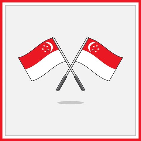 Bandera de singapur ilustración vectorial de dibujos animados esquema