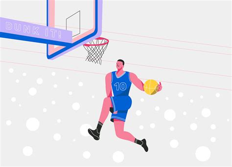 Ilustração de plana de vetor de jogador de basquete de afundanço