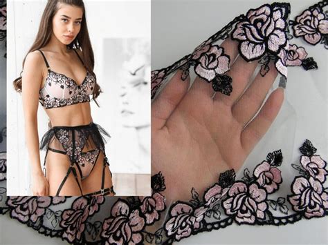 Floral Lace Trim Lingerie Making Lace Trim Lingerie Pink Etsy