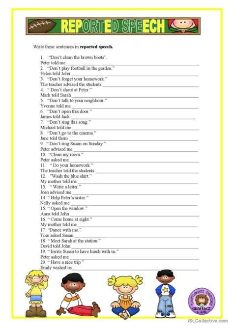 409 Reported Speech Indirect Speech English Esl Worksheets