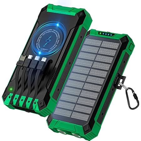 Power Bank Solar 26800mAh FEEL VOX Wireless Powerbank Mit 4 Kabeln USB