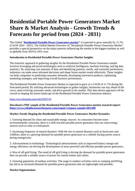 Reportprime Residential Portable Power Generators Market Share