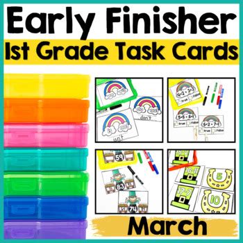 March Early Finisher Activity Phonics And Math Task Card Boxes For 1st