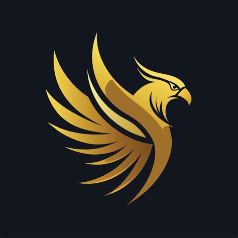 A Minimalist Modern Golden Eagle Logo Displayed On A Black Background