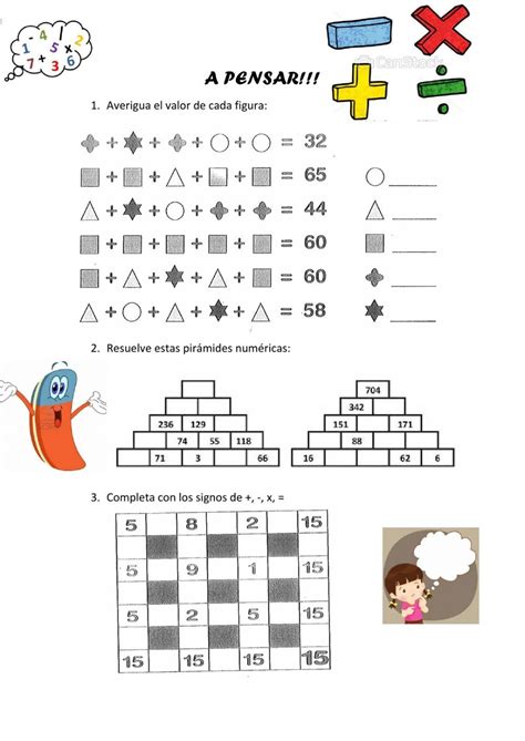 Ejercicio online de Cálculo mental para quinto de primaria Worksheets