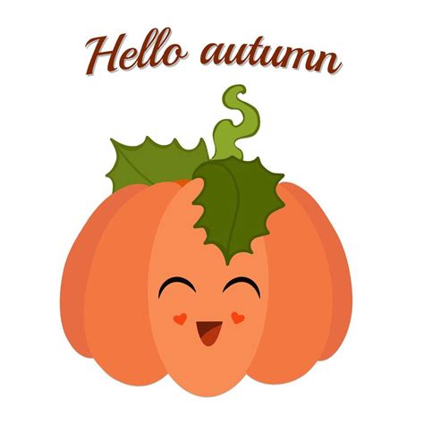 Autumn greeting card with a cute pumpkin, vector 11958644 Vector Art at ...