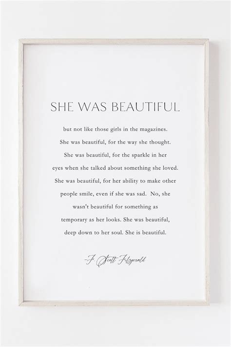 F Scott Fitzgerald Quote She Was Beautiful Quote She Is Etsy Scott