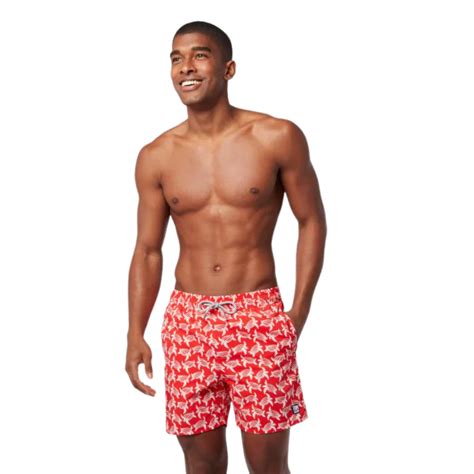 Tom And Teddy Turtles Mens Swim Shorts Turrw Red White Ocean Paradise