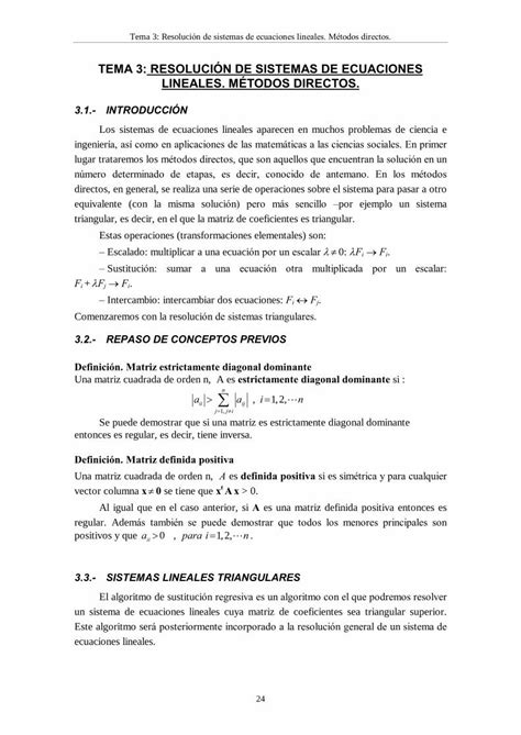 Pdf Tema Resoluci N De Sistemas De Ecuaciones Lineales Pdf