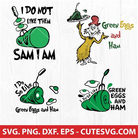 Dr Seuss Green Eggs And Ham Svg Bundle Green Eggs And Ham Svg