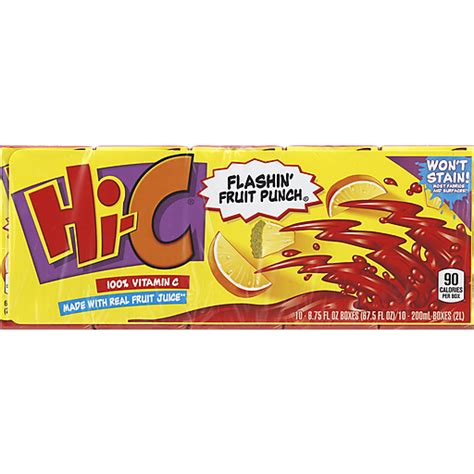 Hi C Flashin Fruit Punch Fruit Juice Boxes 10 Pk Juice Boxes Foodtown