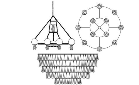 Various designs of chandelier CAD blocks in AutoCAD drawing, CAD file ...