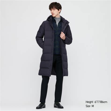 Men Seamless Down Hooded Long Coat Uniqlo Uk Summer Coats Long