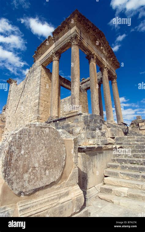 Capitolium Temple To The Three Main Gods Roman Ruin Of Dougga Tunisia