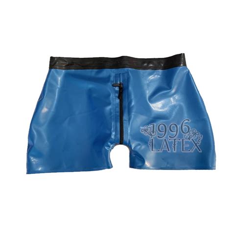 Latex Mens Sexy Underwear Big Mens Gay Underwear Fashion Rubber Boxer Briefs With Crotch Zipper