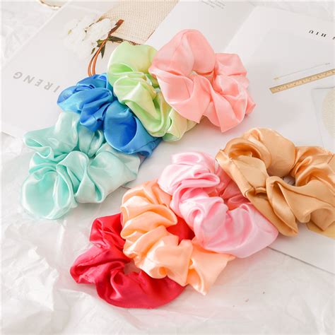 HCM Dây cột tóc vải Scrunchies màu trơn HOT TREND bảng 3 MixASale